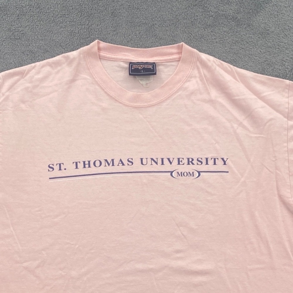 Jansport T-Shirt Women Large Pink St. Thomas University Mom Short Sleeve Graphic